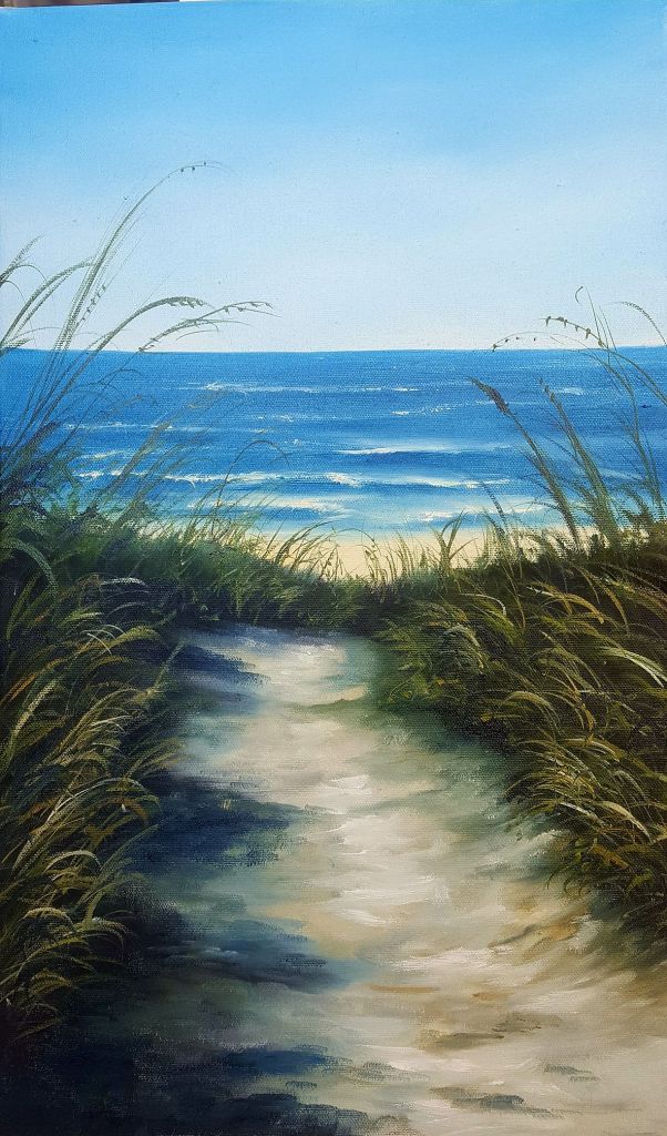 Workshop "Caminho da praia" (tela 60cm x 30cm)