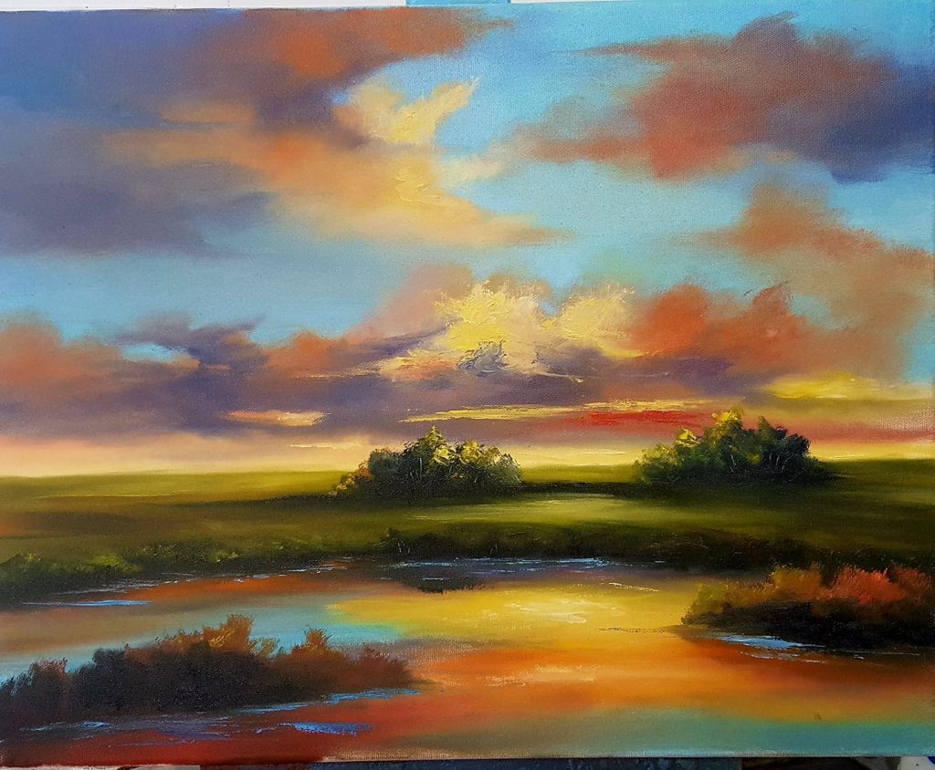 Workshop "Lago do paraíso" (tela 50cm x 40cm)